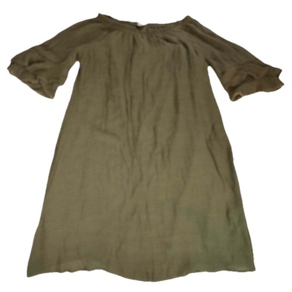 Naif Olive Green Off Shoulder Boho Dress Size L Cottagecore‎ Peasant